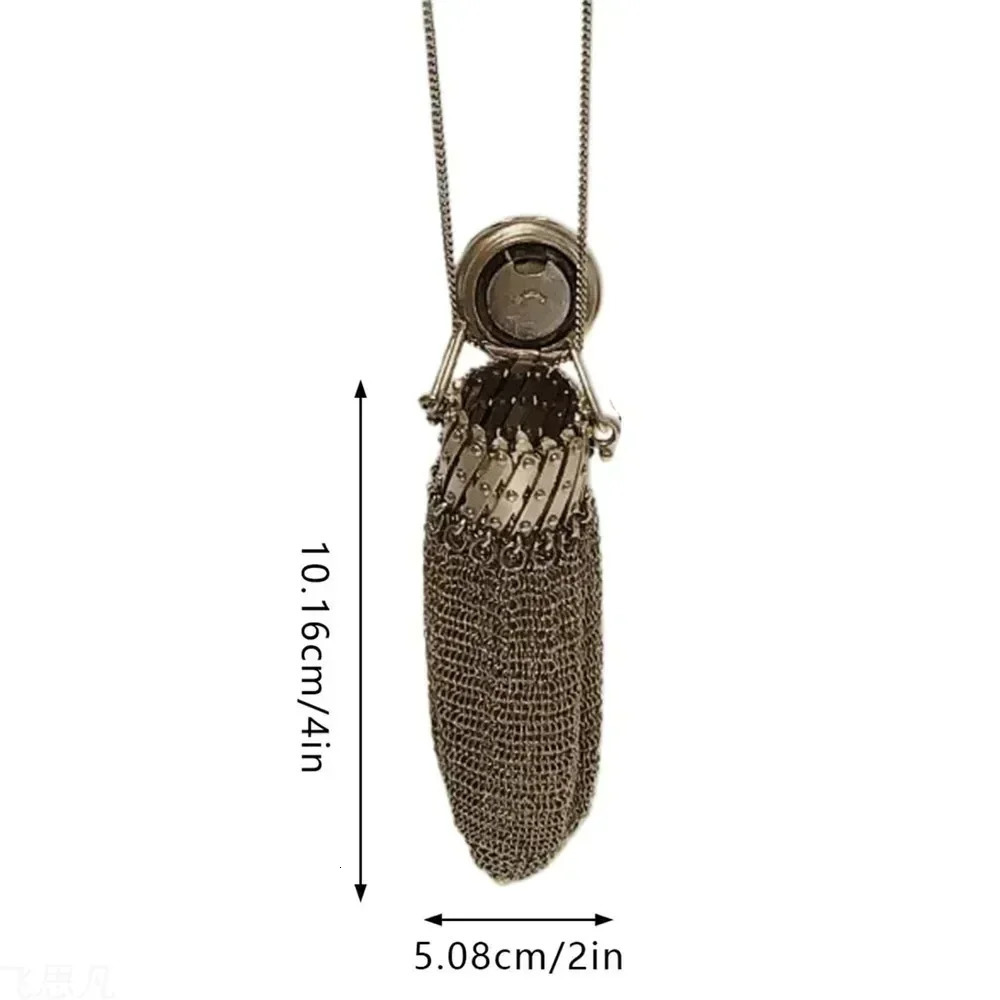 Metal Coin Collection Bag Handmade 1920s English Coin Purse Chain Nail Vintage Shrink Coin Purse Double Mesh Bag R250321