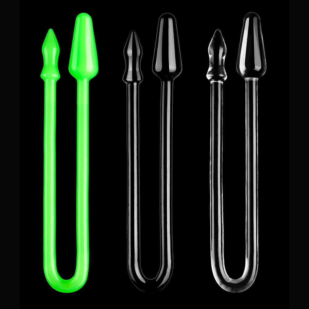90cm Super Long Dual Head Anal Plug Soft Clear Luminous Dildo Prostate Massager Anus Masturbators Dilator Sex Toys for Men Women 250320