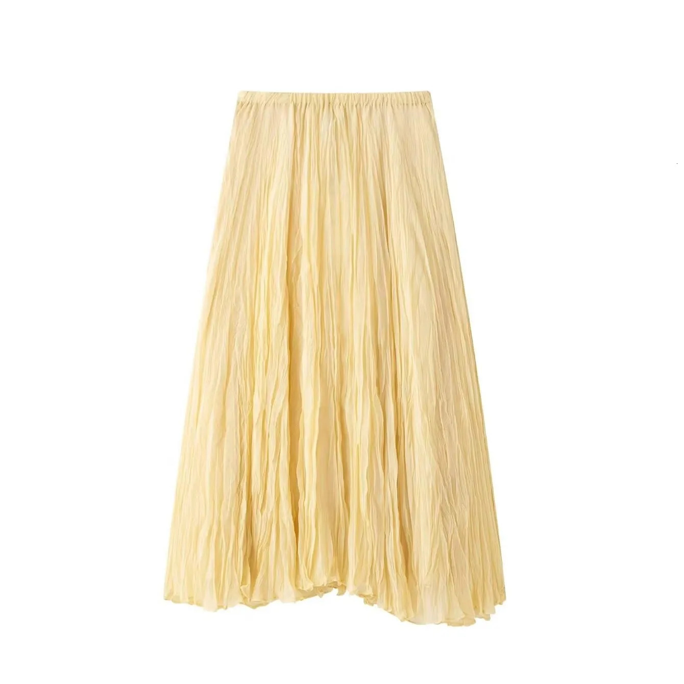TFMLN Fashion Womens Pleated Skirts 2025 Summer Chic Causal Elastic Waist Solid Skirts Sweet Ladies High Street Skirts 250320