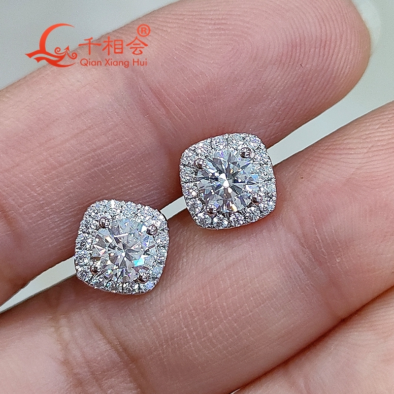 8mm cushion shape earrings ear stud 925 silver round 0.5ct 5mm white moissanite stone earrings for jewelry woman gift