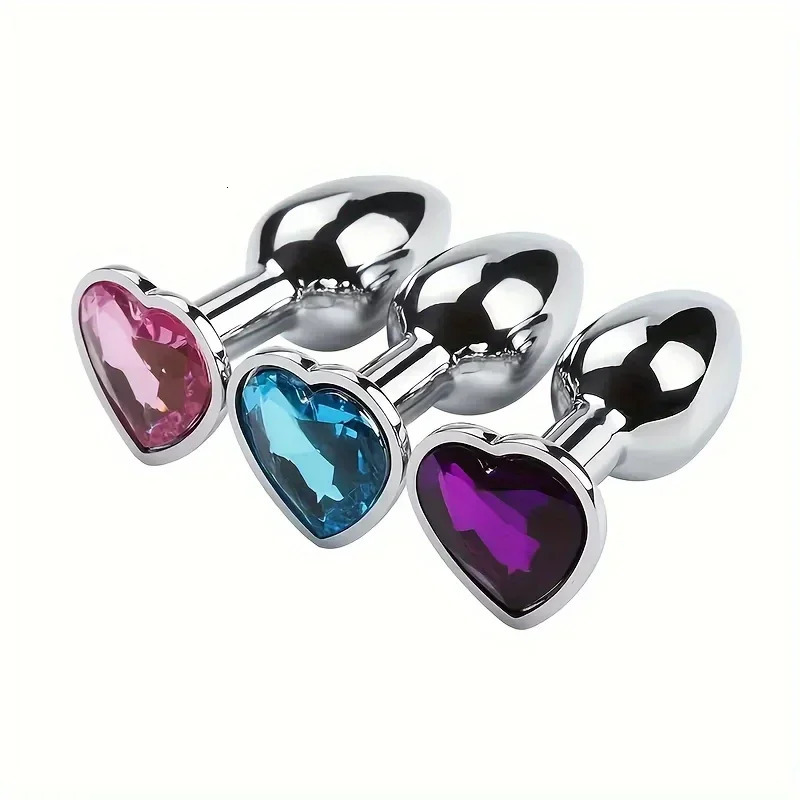 1PC Metal Butt Toys Heart Shaped Anal Trainer Jewel Butt Plug Kit SM Adult Gay Anal Plugs 250320