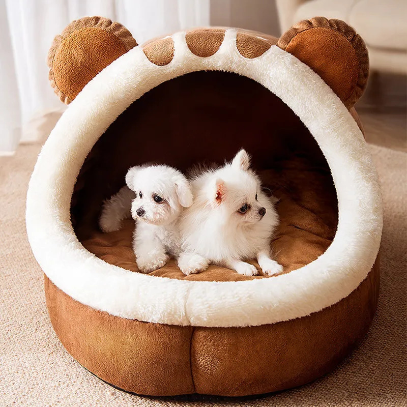 Cat Beds Furniture Winter Dog Bed Self-Warming Puppy House Cozy Cat Sleeping Tent Cave Beds Indoor Kitten Nest Kennel Hut for Small Medium Cats