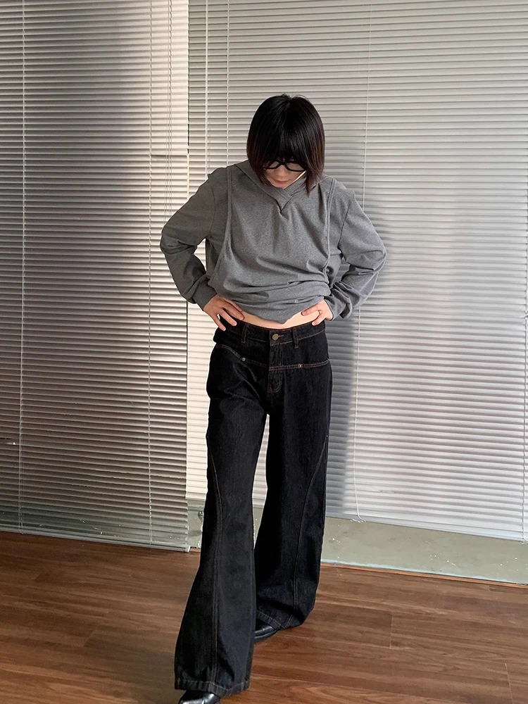 Korean Fashion Wide Leg Denim Jeans Women High Waist Loose Baggy Pants Streetwear Y2K Straight Trousers Vintage Female Pants 250320