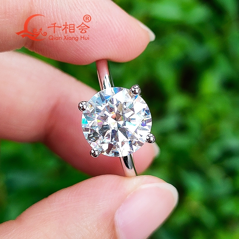 4CT 10mm round S925 Silver D VVS white Moissanite womens Ring Luxury Style gift wedding datting