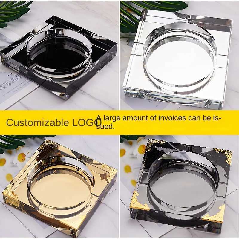 Crystal glass Ashtray customized living room family room hotel black high-grade squareC250321