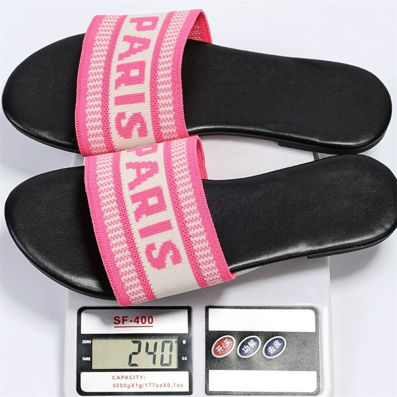 free shipping designer woman Sandals Rubber Flat Heel pink Brown
