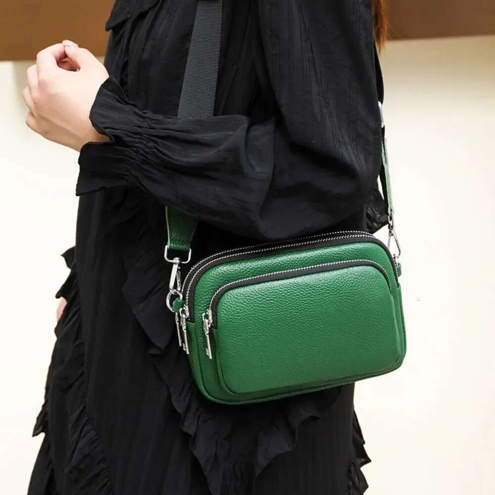 100% Genuine Leather Shoulder Bag For Women Rectangle Bags Crossbody Designer Handbag Female Solid Color Messenger 2025