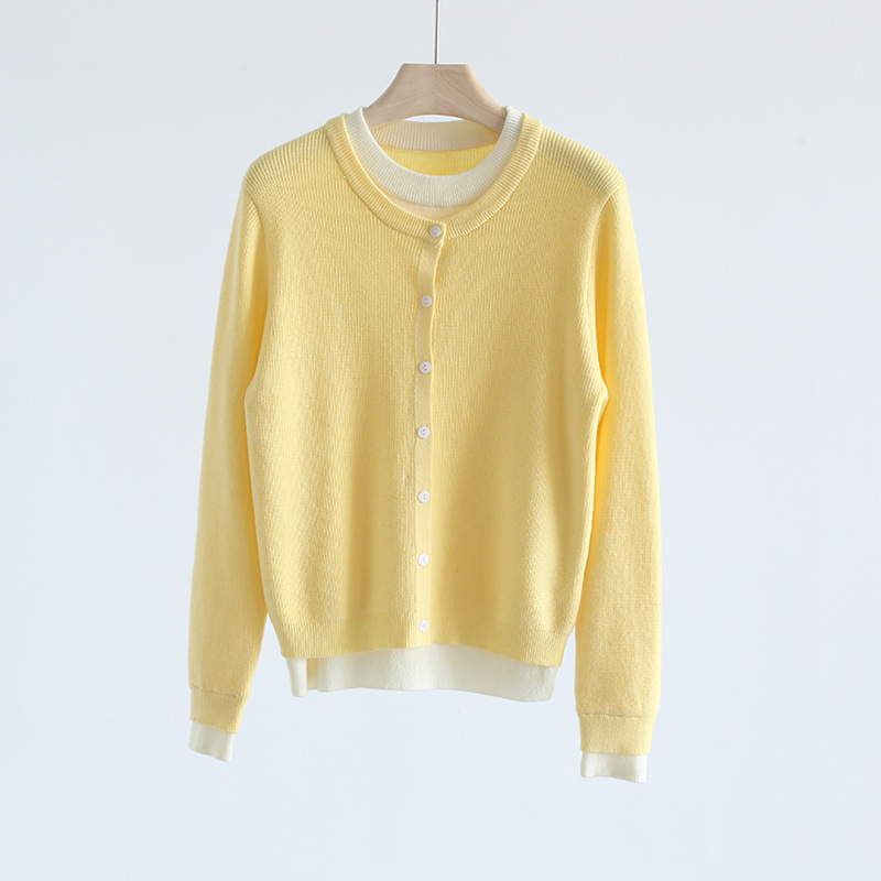 VNBB02 Spring and Autumn new fashion short section loose round neck sweater female niche design sense long-sleeved high-waisted thin section of the to