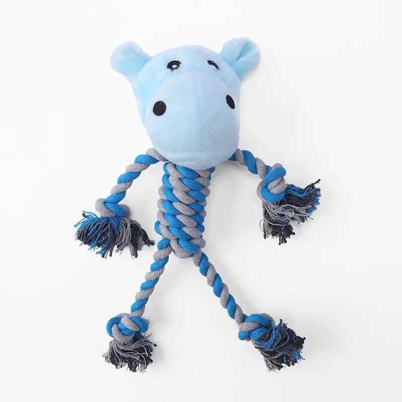 Pet Dog Squeaky Toy Soft Plush Chew Stuffed Animal Shape Bite Resistant Dog Cotton Rope Toys For Small Dog Pet Supplies