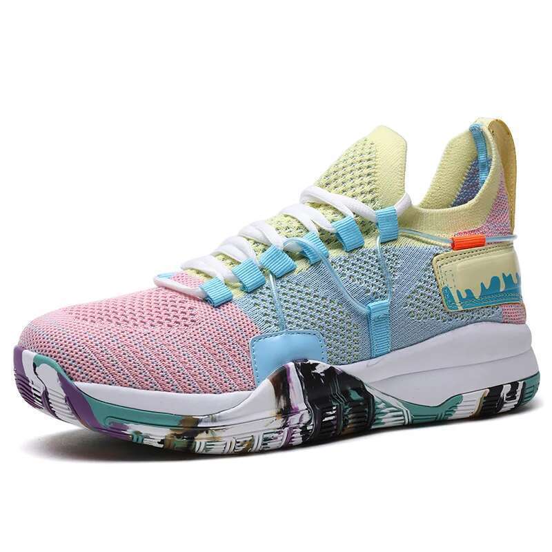 Couple Sports Explosion Models Fly Woven Air Mesh Breathable Basketball Court Non-slip Rubber Flat Shoes atillas