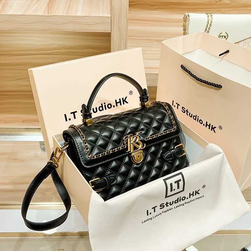 Womens handbag leather handbag small square handbag 2024 new high-end designer spring/summer cross shoulder bag Y250319