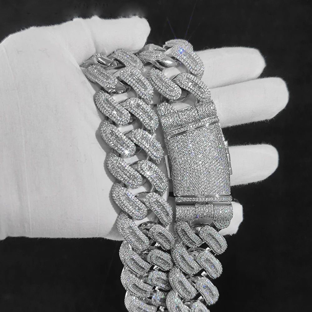 Hip Hop Jewelry 29mm Rectangle Zircon Dia k Necklace Men Iced Out Bg CZ Cuban Chain