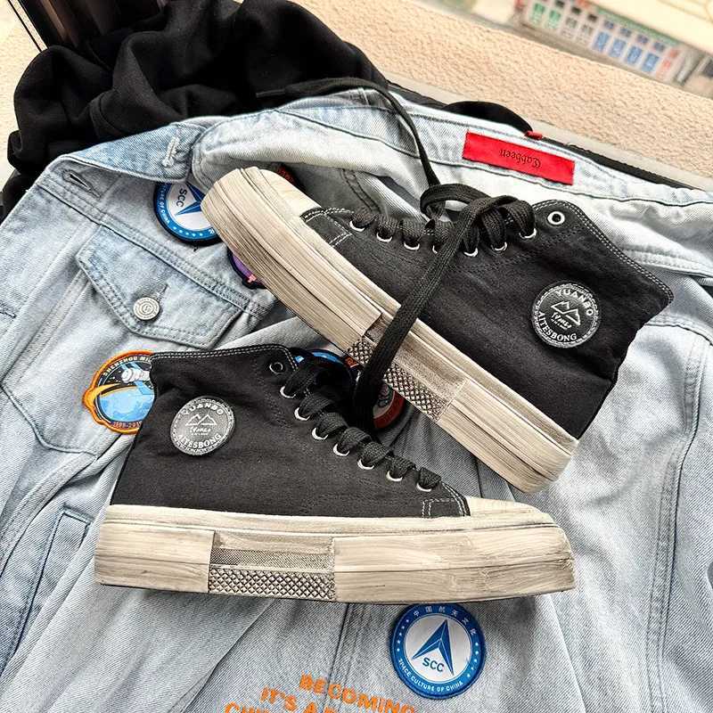 New retro canvas shoes mens high platform skateboard shoes mens streetwear mens Vcanize shoes zapatillas de Lona Y250320