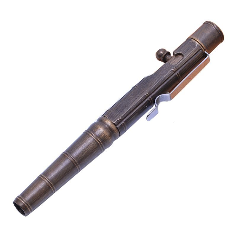 Retro Bamboo Node Bolt Type Pen Cool Bolt Pen Smooth Writing Gel Pen D5QC