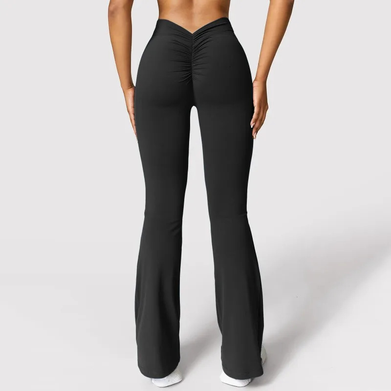 Fashion Micro Horn Legging Vback Waist Sports Pants High Push Up Butt Gym Solid Slim Casual Leggings 250320