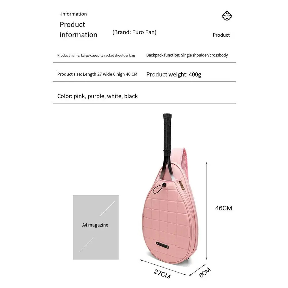 One Shoulder Tennis Bag Tennis Accessories Large Capacity Pure Color Badminton Bag Beauty Crossbody Tennis Crossbody Bag Youth 250320