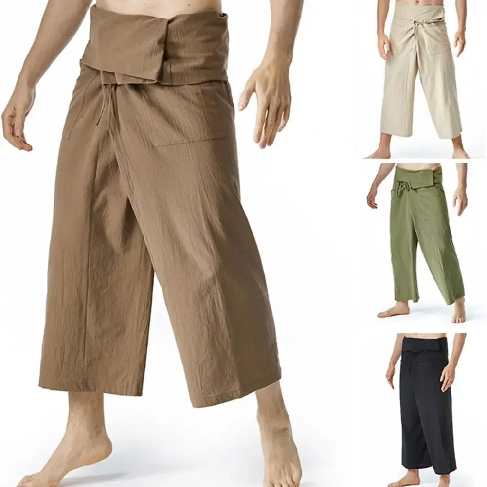 Thai Fisherman Pants Breathable Martial Arts Wide Legs Trendy Loose Fit Men Yoga Trousers Daily Life men pants 250320