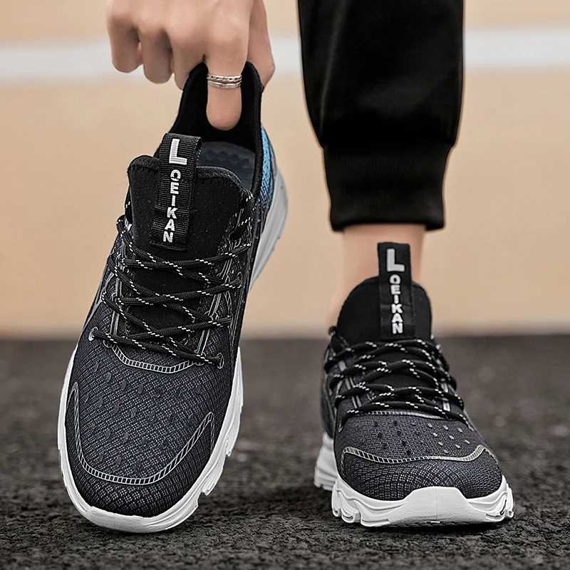 Mens plus size casual mesh sports shoes with soft soles for all seasons anti slip outdoor running shoes fashionable breathable lightweight sports shoe