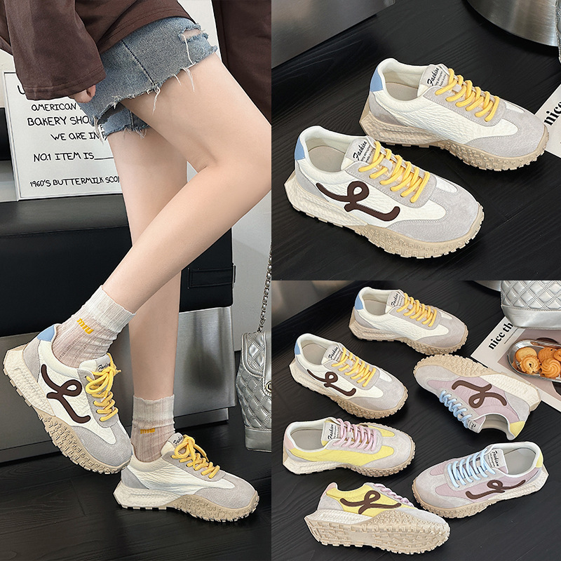 Leisure Trendy De Xun 2025 Spring and Autumn New Thick soled Super Hot White Versatile Women's Shoes