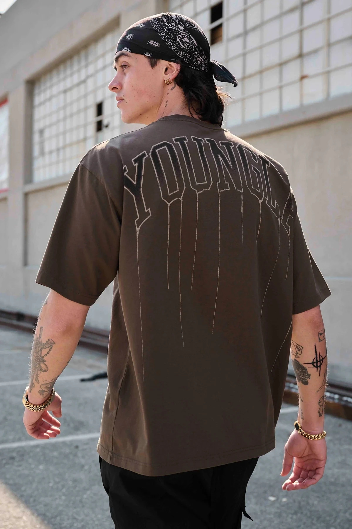 American style fashion clothing mens oversized Tshirt summer sports and leisure cotton short sleeved fitness 250320Z