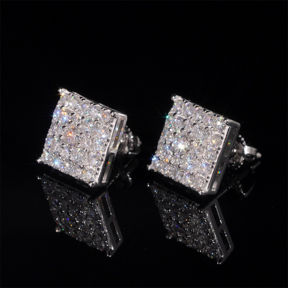 New best-selling 925 silver vvs vs moissanite hip-hop earrings mens and womens trendy jewelry passes GRA test