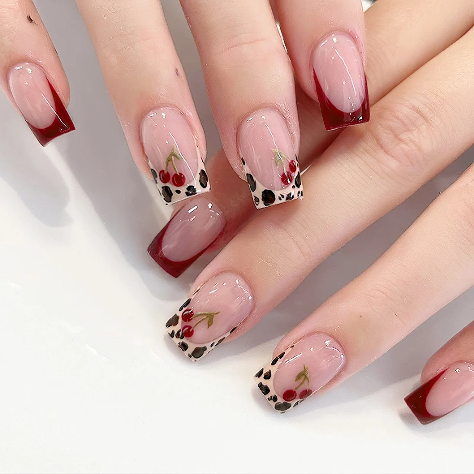 24Pcs Pink French Style Fake Nails 3D Bowknot s Short Square Press on Nails Sweet Korean Fashion False Nail for Women Girl 250319