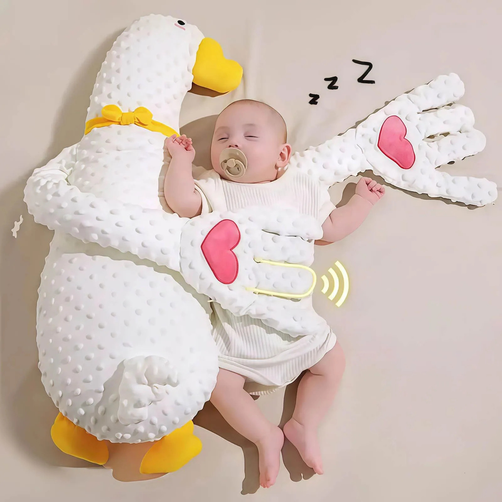 White Gooses Shape Baby Sleeping Patting Doll With Soothing Palm 3 Speed Adjustable Electric Baby Hand Pillow Soothing Palm 250321