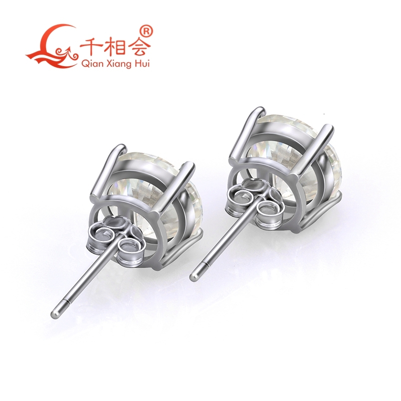 1ct 6.5mm 2ct 8mm round Classic 4 Claw earrings 925 silver D VVS white color moissanite stone ear studs dating jewelry gift