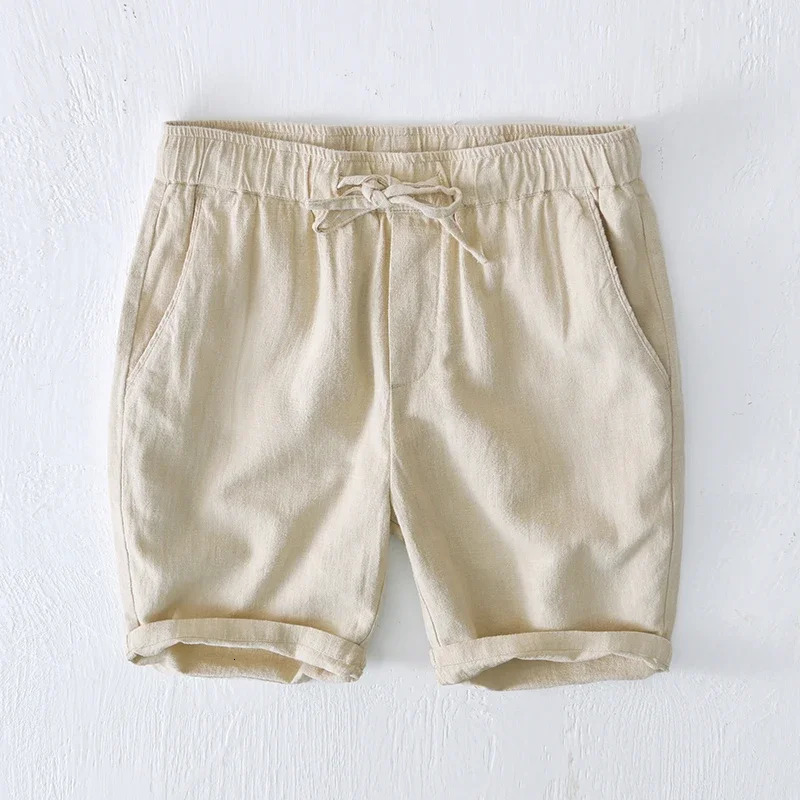 Cotton Linen Shorts Fpr Men Summer Fashion Loose Beach Holiday Shorts Man Casual Shorts Plus Size Drawstring Shorts 250320
