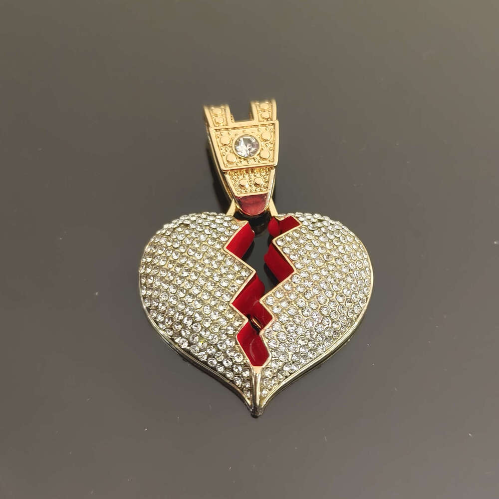 Hot selg Instagram fashion style alloy full dia pendant necklace, men's and women's hip-hop broken heart sweater chain