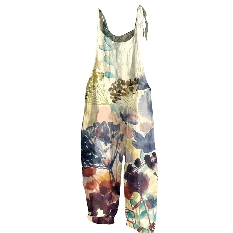 2024 SpringSummer Womens Digital Printed Gradient Sleeveless Casual Loose Thin jumpsuit 250320