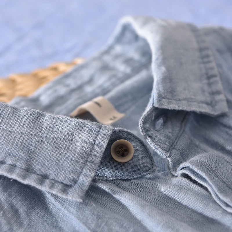 100% Linen arrival short-sleeved casual shirt men fashion shirts for men comfortable shirt mens solid overhemd camisa 250320