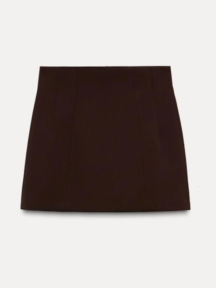 Elegant Blazer Coat Mini Skirt Sets Women Brown Shoulder Pad Cinched Waist Suit Jacket A-line Skirts 2 Piece Office Lady Outfits 250320