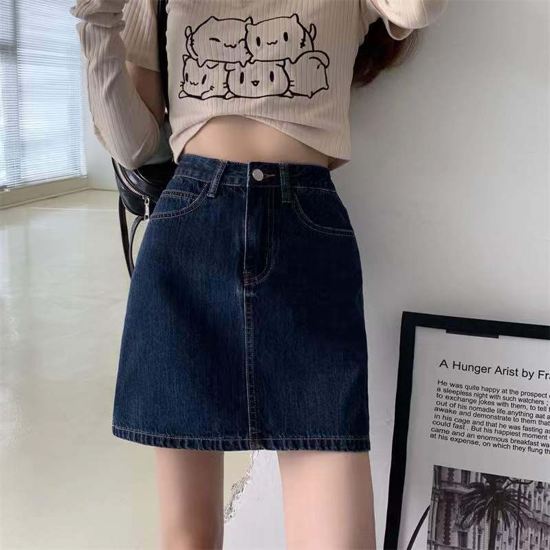 K41551 A3 high quality single breasted denim skirt female summer 2024 new tight hot girl sexy hip short skirt