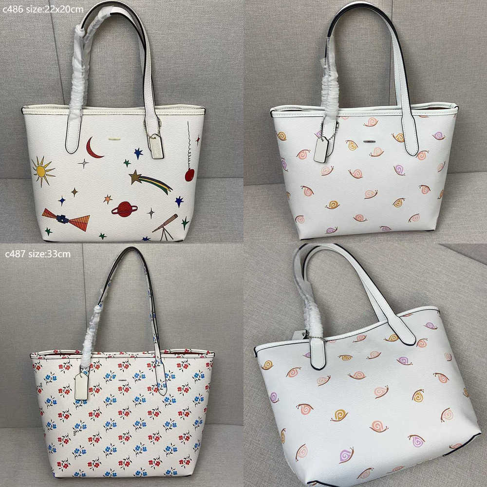 Women Designer Bag Flower Stars Snails Print Tote Bag Designer Handbags Casual Large Shopping Leather Messenger Travel Tote Bag