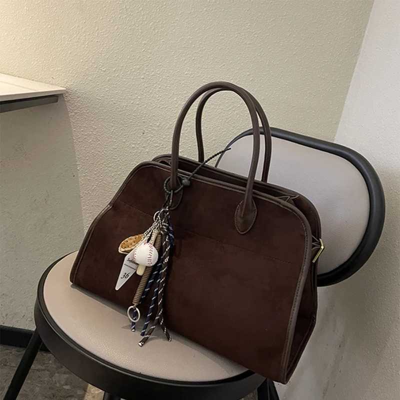 Natural Suede Tote Handbag Women Nubuck Leather Large Capacity Casual Shoulder Bag Roomy Commute Bag Portable Underarm Bag 2025 Y250320