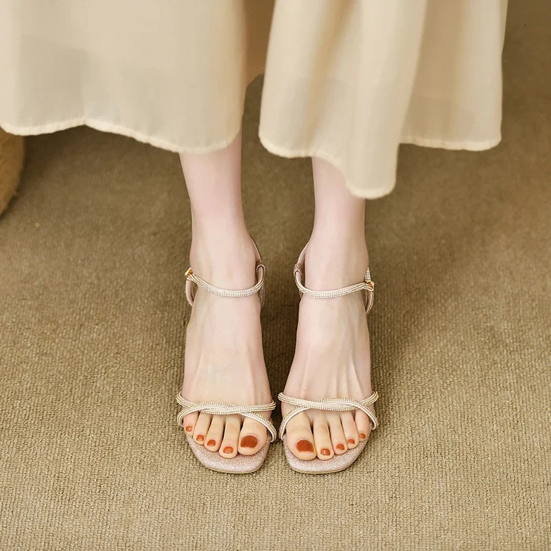 Womens sandals sexy wedding crystal dress shoes summer open toe womens pump fashionable party 250321BJ - view 6