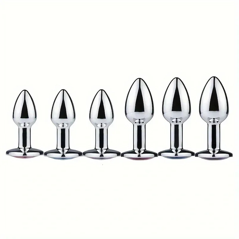 1PC Metal Butt Toys Heart Shaped Anal Trainer Jewel Butt Plug Kit SM Adult Gay Anal Plugs 250320