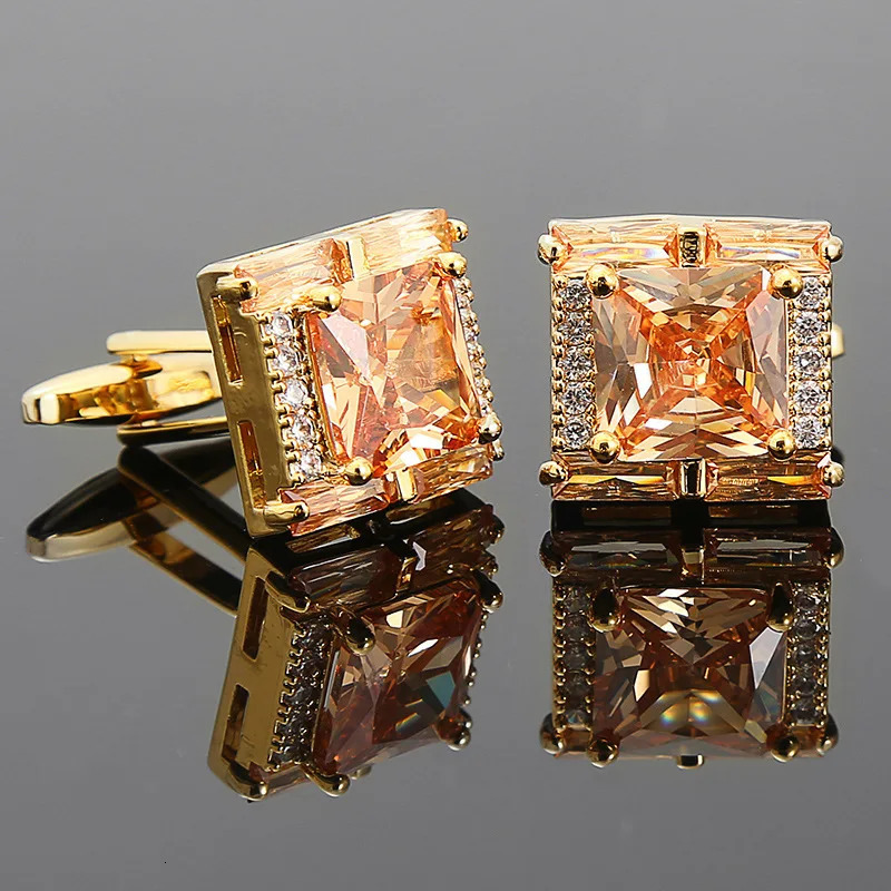Diamond Cufflinks For Mens Shirts Jewelry Novelty Button French Style Gold Crystal Cuff Links 250319