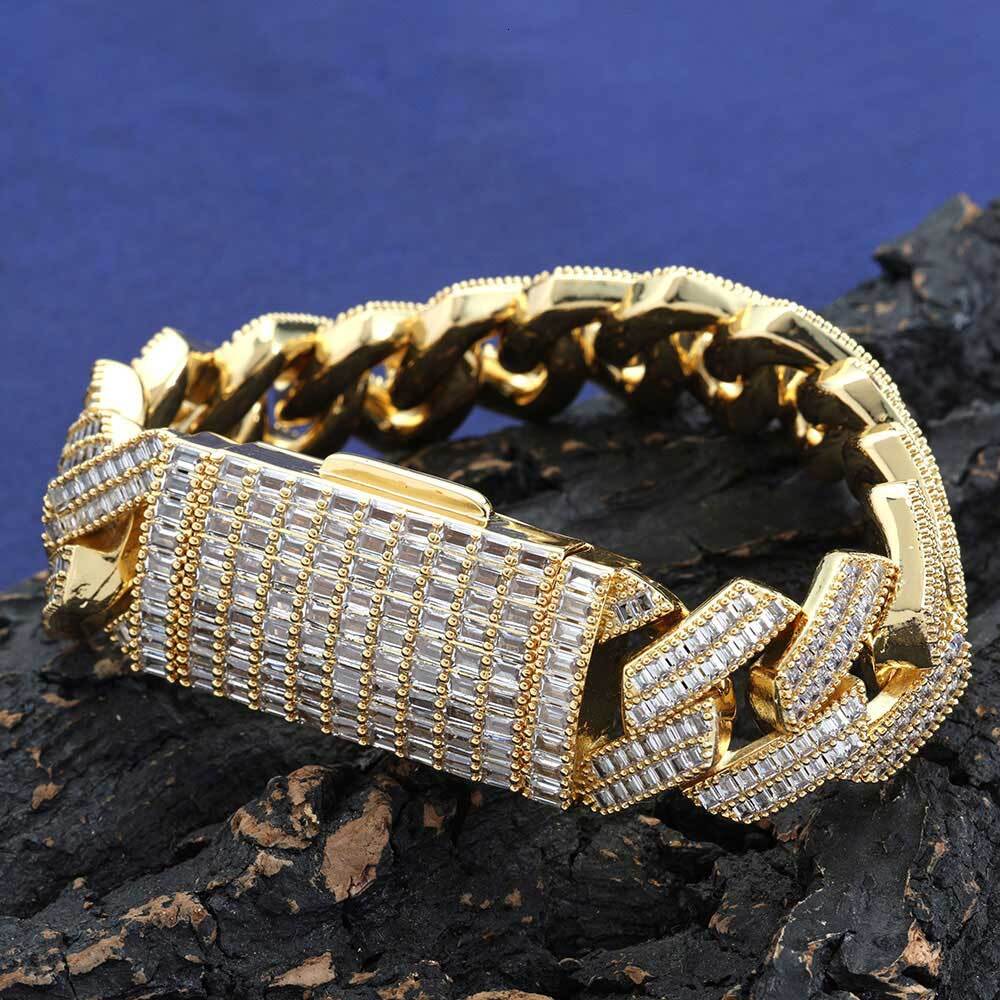 NUOYA 20MM Coarse Chain Brass Cz Iced Out Cuban Link Bracelet For Men Woman Luxury Hip Hop Jewelry Drop Shipping
