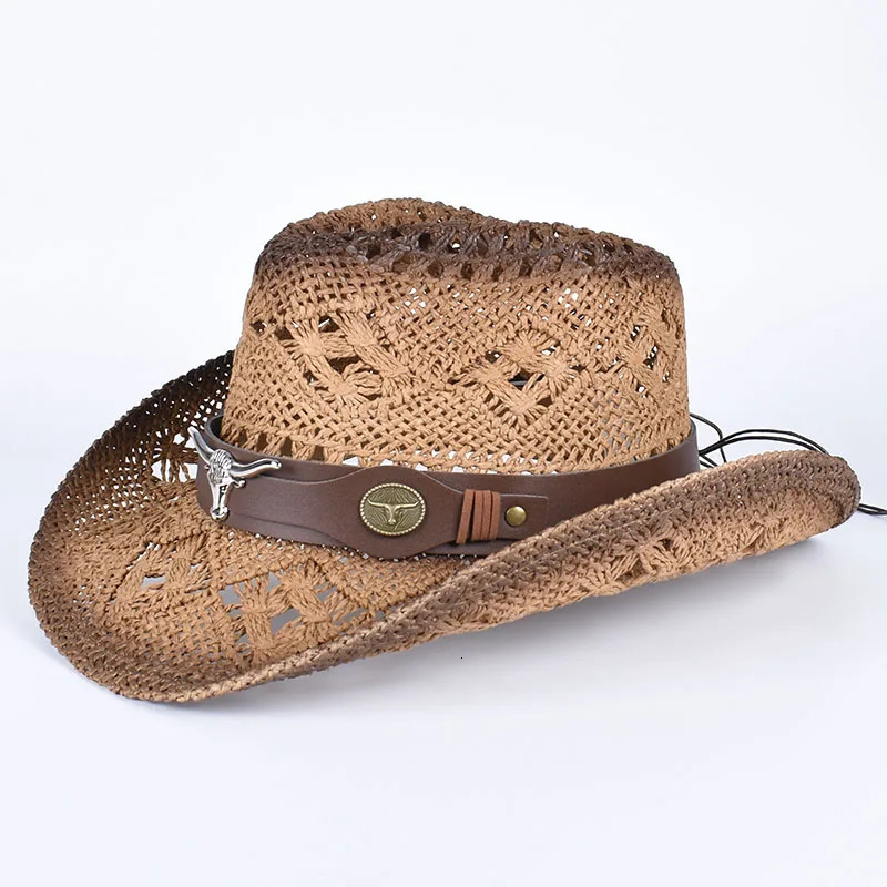 Summer Sun Hat Western Womens Cowboy Hat Hollow Retro Panama Beach Jazz Hat Grass Hat Sun Protection Hat 250320