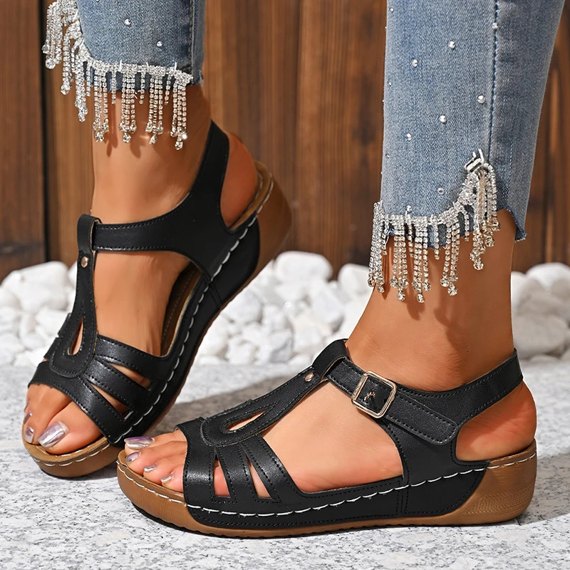 Summer Women Wedge Sandals Lightweight Ankle Buckle Platform Gladiator Woman Peep Toe Non Slip Beach Sandles 3643 250321BJ - view 4