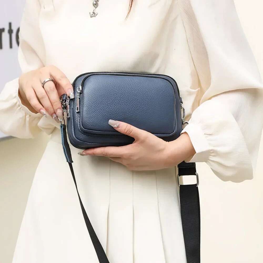 100% Genuine Leather Shoulder Bag For Women Rectangle Bags Crossbody Designer Handbag Female Solid Color Messenger 2025