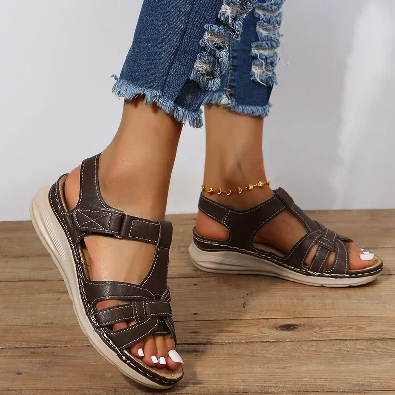 Womens highend orthodontic sandals summer open lace beach slippers womens wedge platform shoes Zapatos De Mujer 250321BJ - view 4