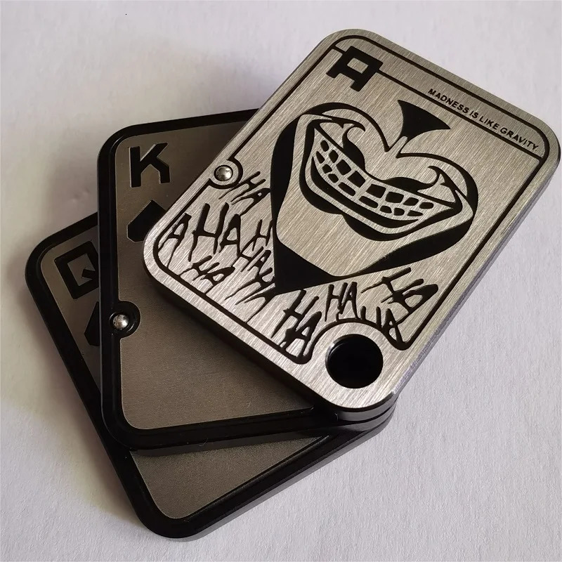 Custom Stainless steel metal Joker Magnetic Fidget push Slider EDC Haptic three layer AKQ Poker Fidget Spinner 250320