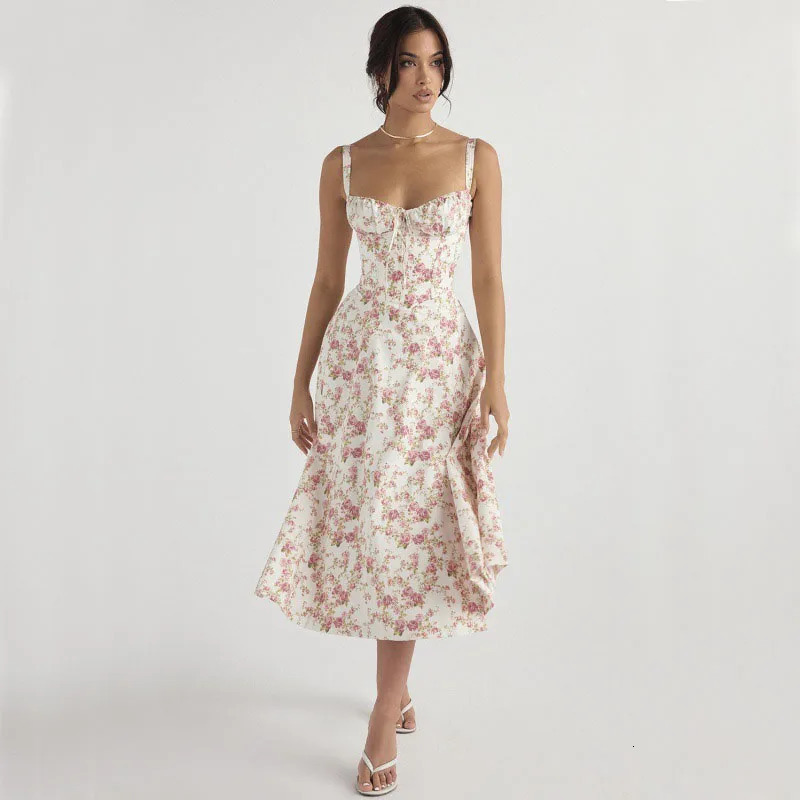 y Women Elegant Floral Beach Vacation Bodycon Streetwear Long Temperament Solid Color Fashion HighEnd Halter Dress 250320