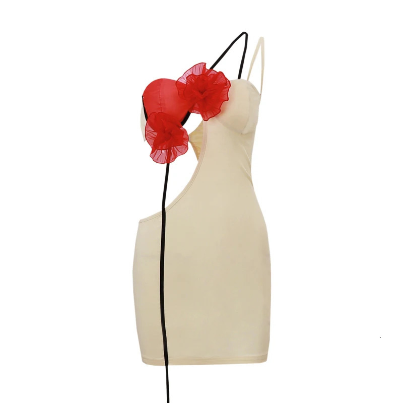 Candy Sexy Irregular Y2K Sticker Splice One line Neck Sling Dress Summer Party Elegant Evening Ladies Womens Clothing 250320