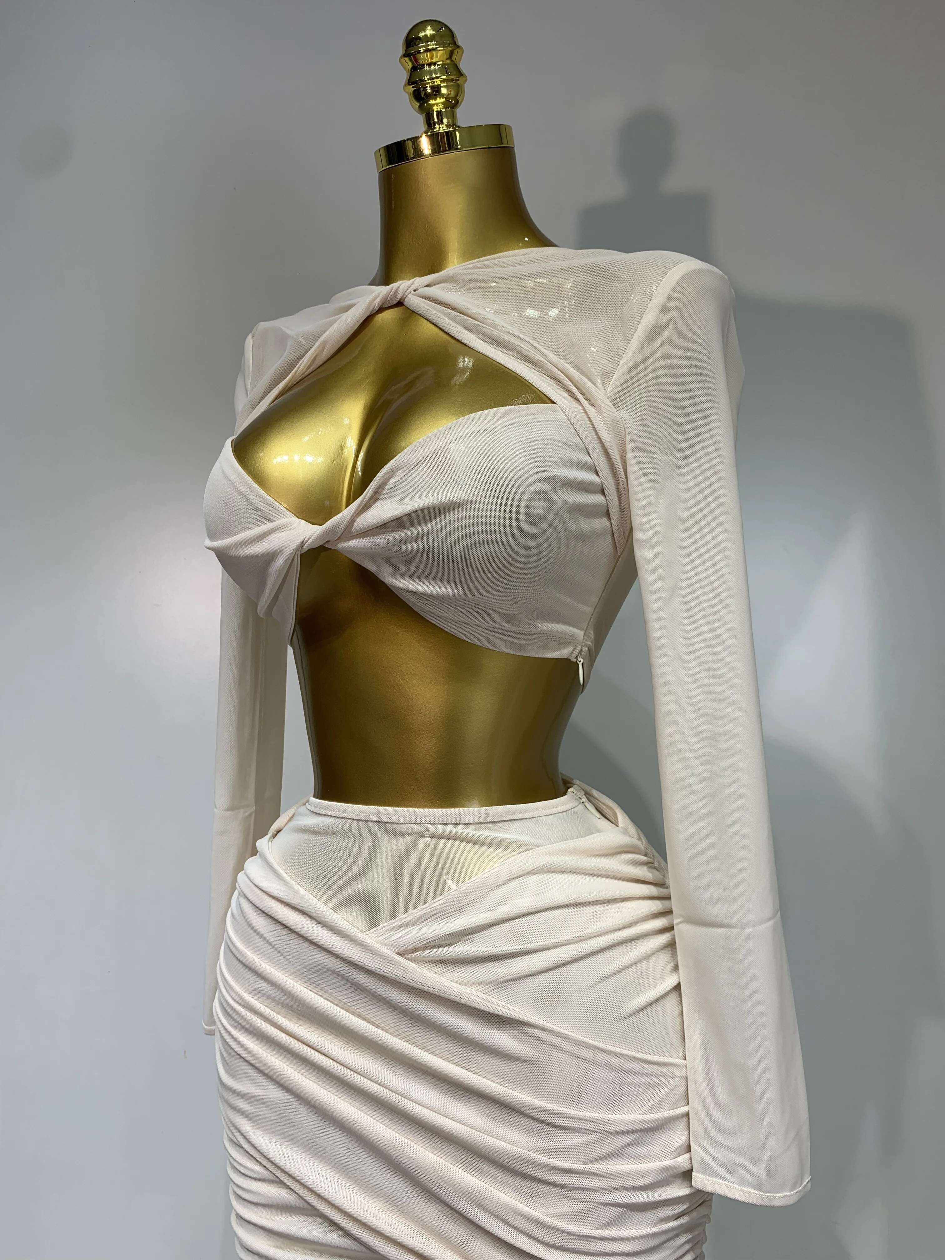 Women Sexy Mesh See Through Long Sleeves Pant Sets Elegant Fashion Street Two Piece Set Club Birthday Evening Party Outfit