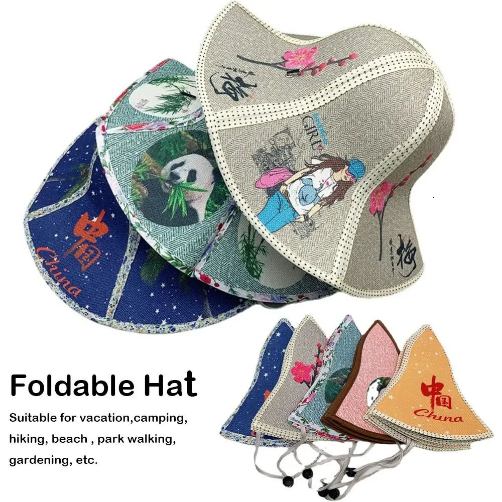 Rattan Anti ultraviolet Fishermans Hat Mens Fishing Sunshade Hat Womens Folding Straw Hat 250320