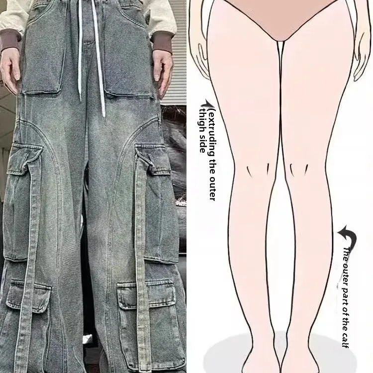 Washed Vintage American Style Womens Jeans Loose Drapey Slimming Long Trousers Spring Arrival High Street Fashion 250320